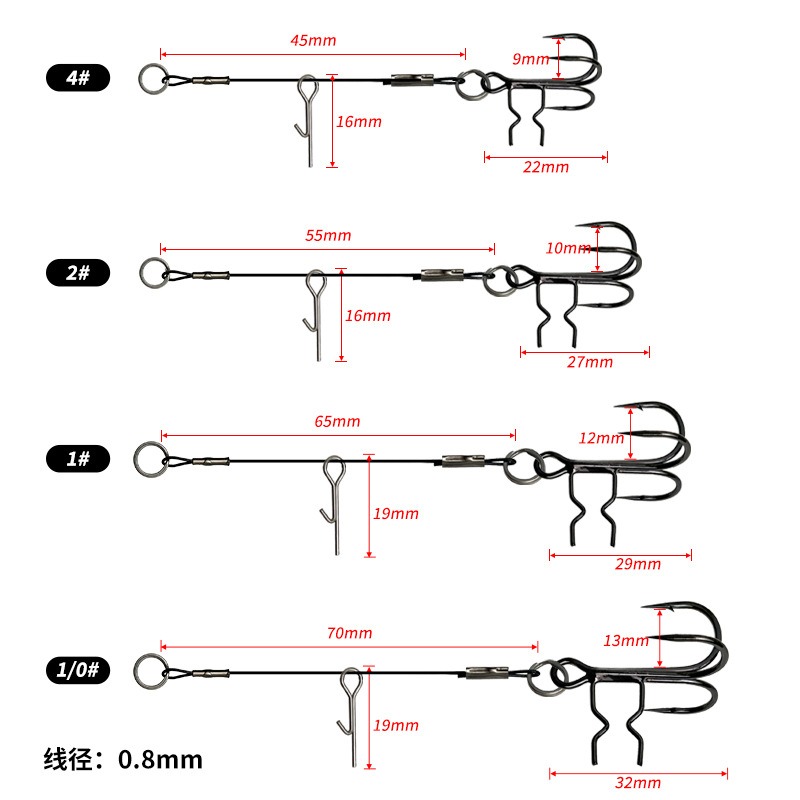 Fishing Hook Weedless - LUREGO 2 Adet Stinger Rig T-Belly