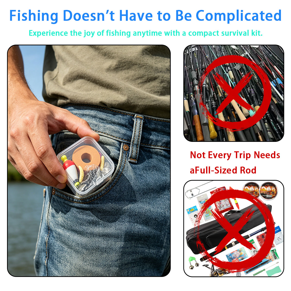 Fishing Hook Box - Taşınabilir Acil Durum Balıkçılık Seti, Bobber,